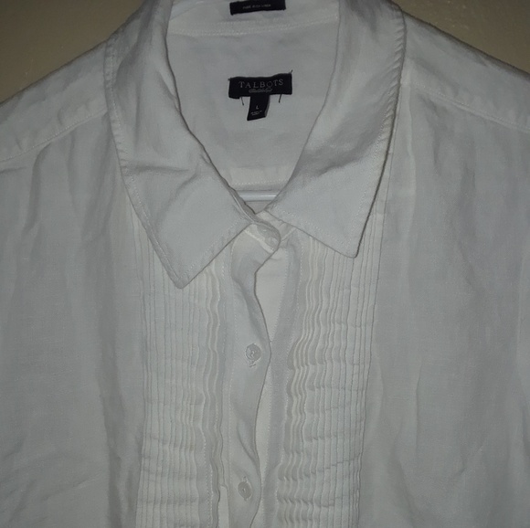 Talbots Irish Linen White Blouse Top - Picture 4 of 7